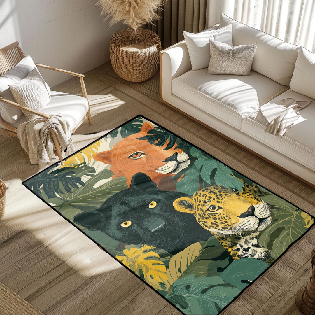 Exotic Jungle Wildlife Rug for Home Decor, Safari Animal Print Floor ...
