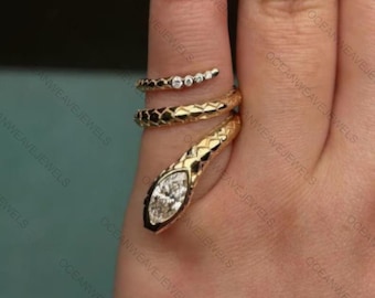 Unique Snake Design Ring 925 Silver Snake Ring Animal Wrap Ring Anniversary Gift Vintage Ring Snake Ring Solid Gold Ring Moissanite ring