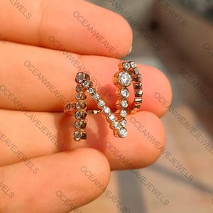 A bis Z Alphabetische Wort Diamant Ring, Moissanit Diamant Lünette Set Brief Name Verlobungsring, 925 Silber Geburtstag & Abschlussgeschenk