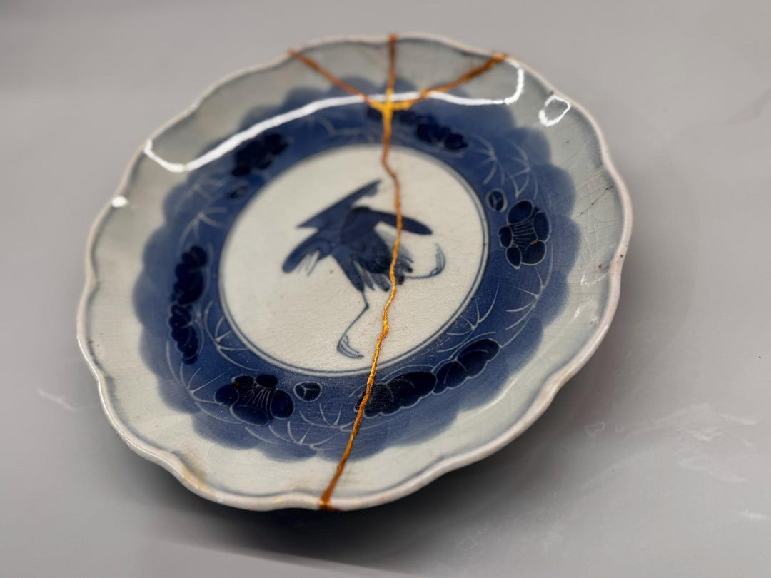 Kintsugi Restored Ko-imari Plate · Edo Period (1600–1868) · Blue ...