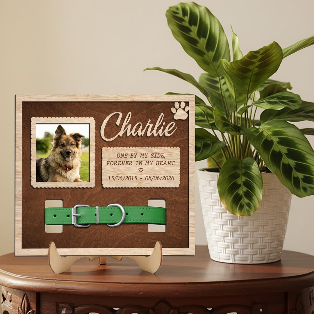 Custom Pet Memorial Frame With Collar Holder, Dog Loss Keepsake ...