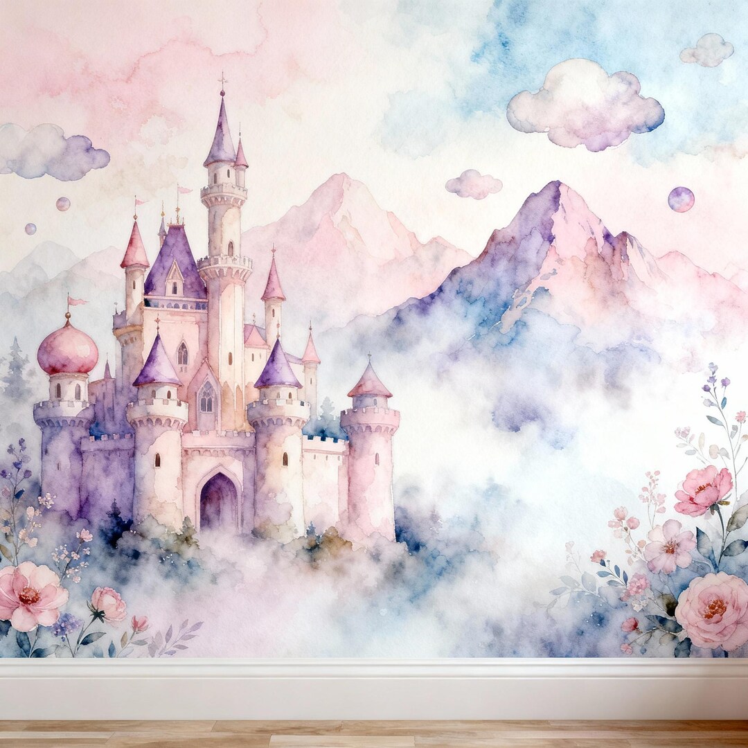 Fairytale Castle Wallpaper Mural - Princess Nursery Decor - Etsy