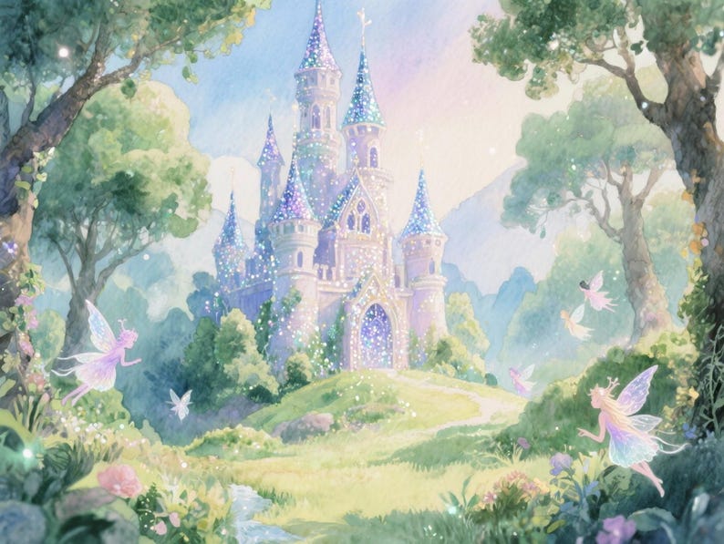 Fairytale Castle Mural- Nursery Wallpaper | Children's Wall Art ...
