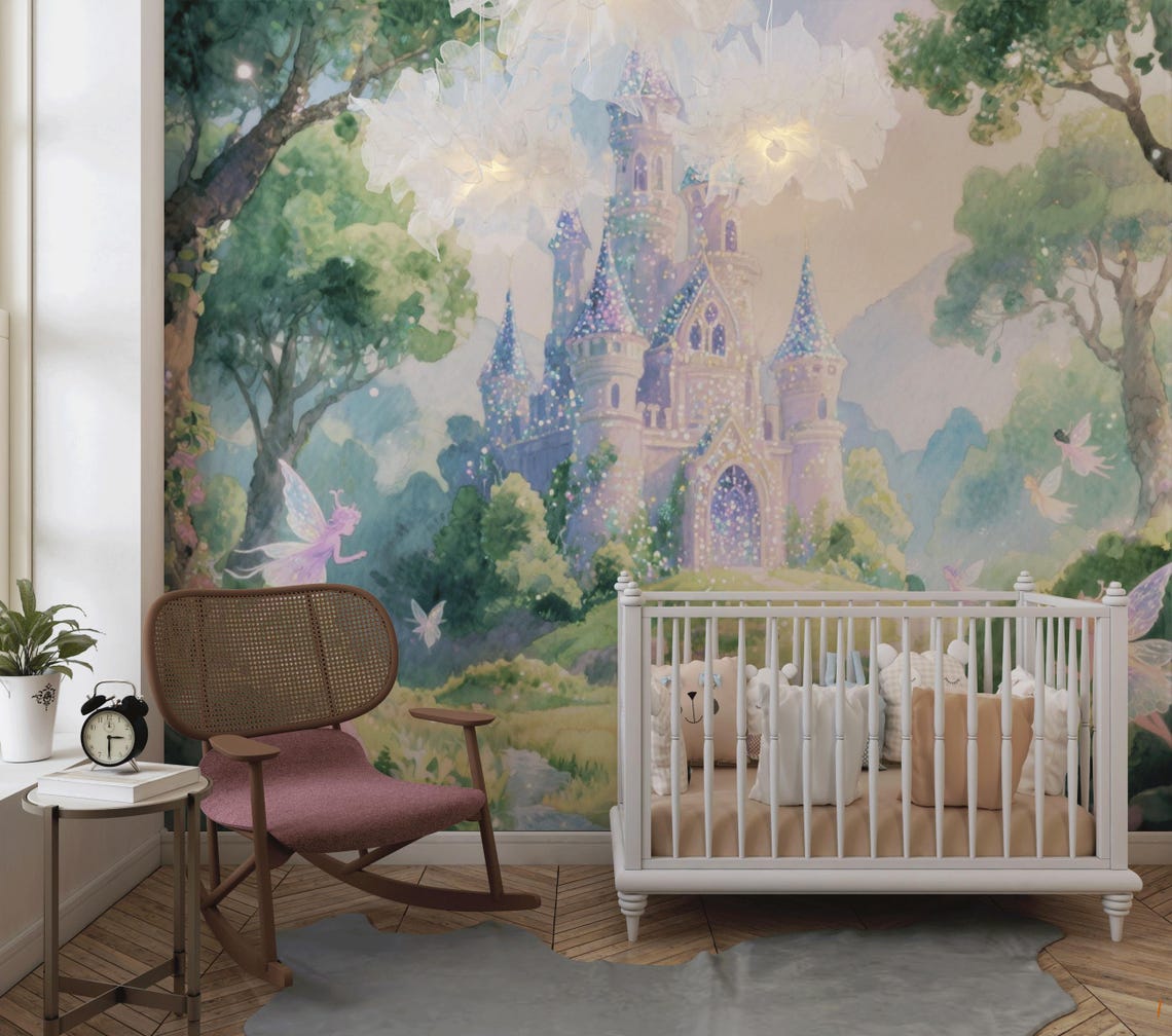 Fairytale Castle Mural- Nursery Wallpaper | Children's Wall Art ...