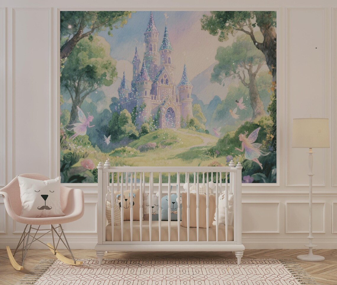 Fairytale Castle Mural- Nursery Wallpaper | Children's Wall Art ...