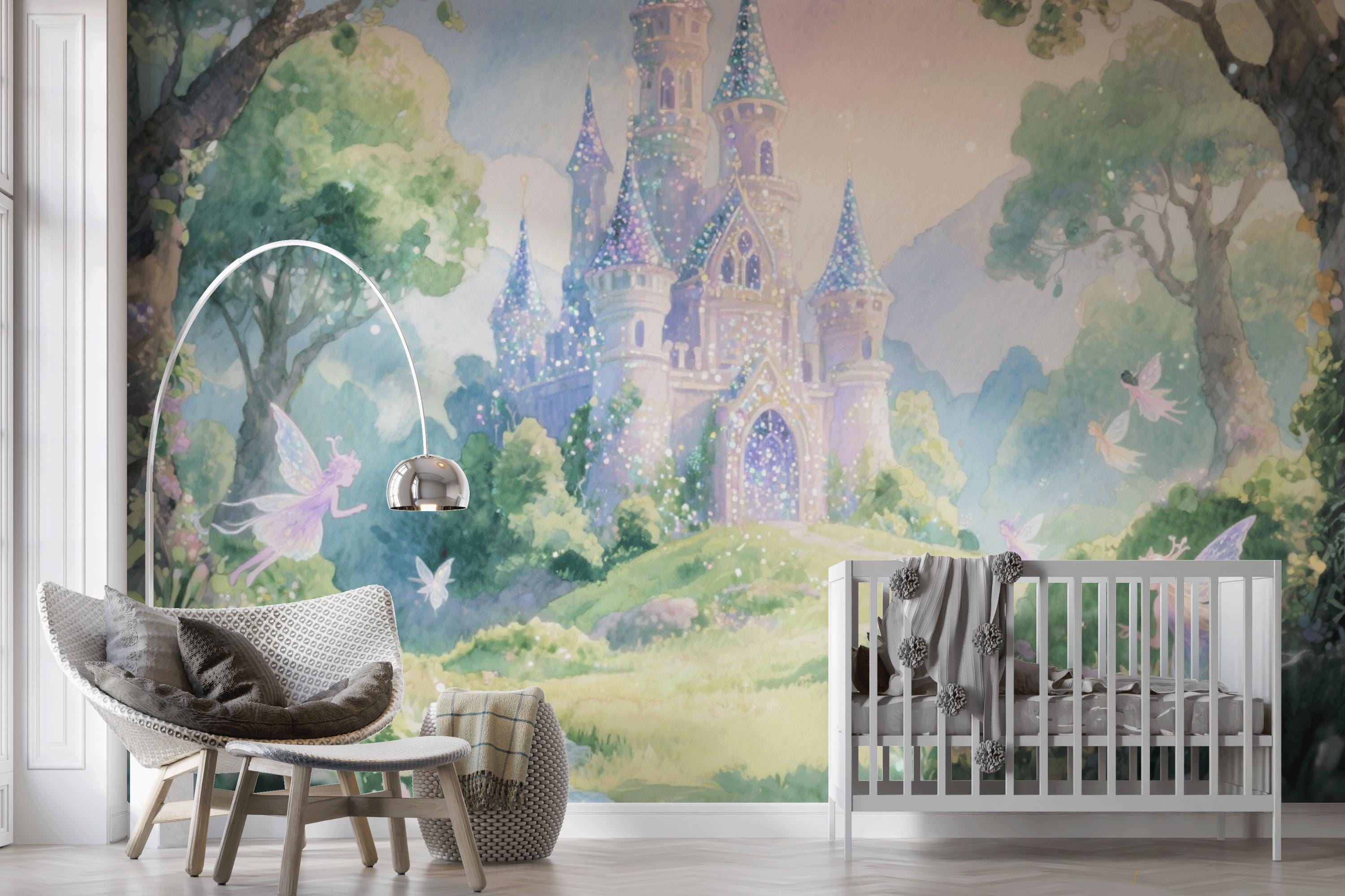 Fairytale Castle Mural- Nursery Wallpaper | Children's Wall Art ...