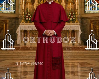 Handmade Order Request Of Red Roman Clergy Cassock With Black And White Sash