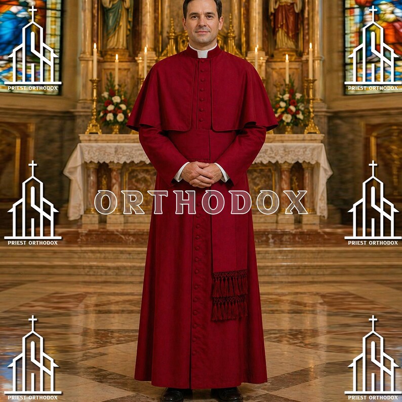 Roman Clergy Cassock Red, Catholic Priest Robe, Traditional Cassock ...