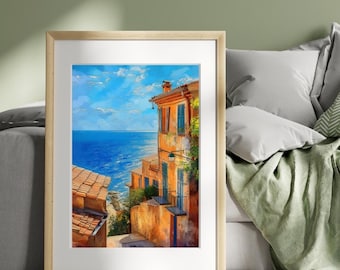 Liguria Italy Wall Art Printable | Italian Coastal Travel Art | Mediterranean Digital Download