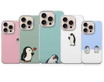 Niedliche Pinguin Handyhülle für Iphone 17 Pro Max, 16e, 15,14,13 & Samsung S25 Ultra, S24FE, A56, A16, Pixel 10 XL , 9A , 8, 7
