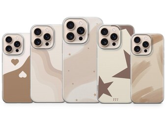Minimalist Handyhülle Schlichte Beige Cover für Iphone 17 Pro Max, 16e, 15,14,13 & Samsung S25 Ultra, S24FE, A56, A16, Pixel 10 XL , 9A , 8, 7