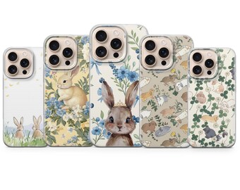 Süße Häschen Handyhülle Ästhetische Natur Kaninchen Kunst Abdeckung für Iphone 17 Pro Max,16e,15,14,13&Samsung S25 Ultra,S24FE,A56,A16,Pixel 10XL,9A,8,7