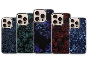 Moderne Kunst Electro Handytasche Blume 2025 für Iphone 17 Pro Max,16e,15,14,13 &Samsung S25 Ultra, S24FE, A56, A16,Pixel 10XL ,9A ,8, 7