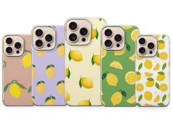 Zitrone Muster Handytasche Fresh Summer Fruits Cover für Iphone 17 Pro Max,16e,15,14,13&Samsung S25 Ultra,S24FE,A56,A16,Pixel 10XL,9A ,8,7