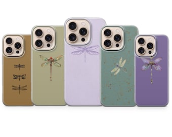 Libelle Handyhülle Insekt in botanischem Design für Iphone 17 Pro Max, 16e, 15,14,13 & Samsung S25 Ultra, S24FE, A56,A16,Pixel 10 XL , 9A , 8, 7