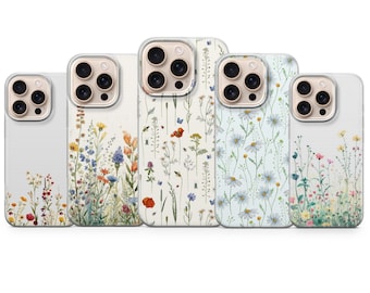 Wildblumen Handyhülle Floral Botanical Cover für Iphone 17 Pro Max,16e,15,14,13&Samsung S25 Ultra,S24FE,A56,A16,Pixel 10XL,9A ,8,7