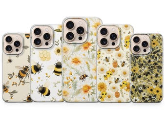 Bienenleichte Frühlings Hummel Handyhülle Blumen Bienen Abdeckung für Iphone 17 Pro Max,16e,15,14,13&Samsung S25 Ultra,S24FE,A56,A16,Pixel 10XL,9A,8,7