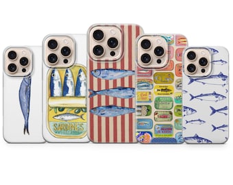 Retro Sardine Handy Fisch TPU Cover für Iphone 17 Pro Max, 16e, 15,14,13 & Samsung S25 Ultra, S24FE, A56, A16, Pixel 10 XL , 9A , 8, 7