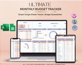 Monthly Budget Tracker Spreadsheet, Budget Planner Spreadsheet, Expense Tracker, Digital Download