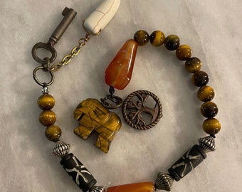 Carnelian and Tiger’s Eye Meditation or Prayer Beads Witches Ladder