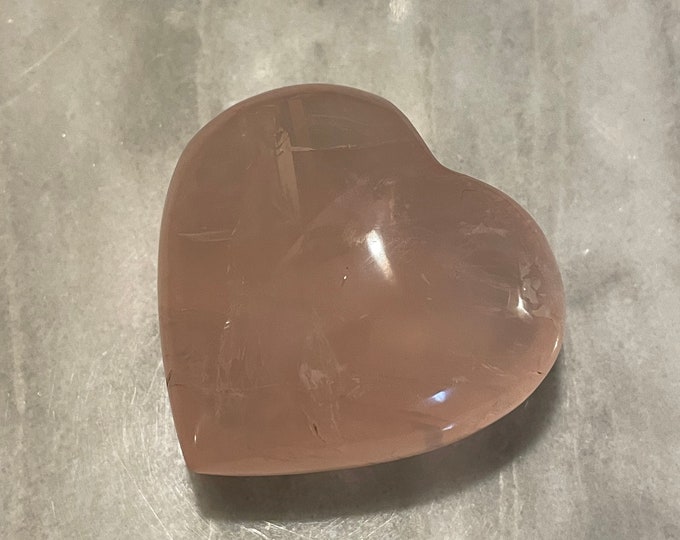 Rose Quartz Puffy Heart Palm Stone Crystal Pink Gemstone