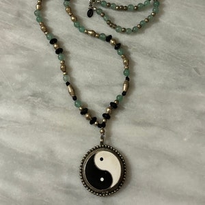 Yin Yang Necklace with Aventurine & Vintage Beads image 2