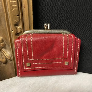 Vintage Red Leather Small Wallet Coin Purse