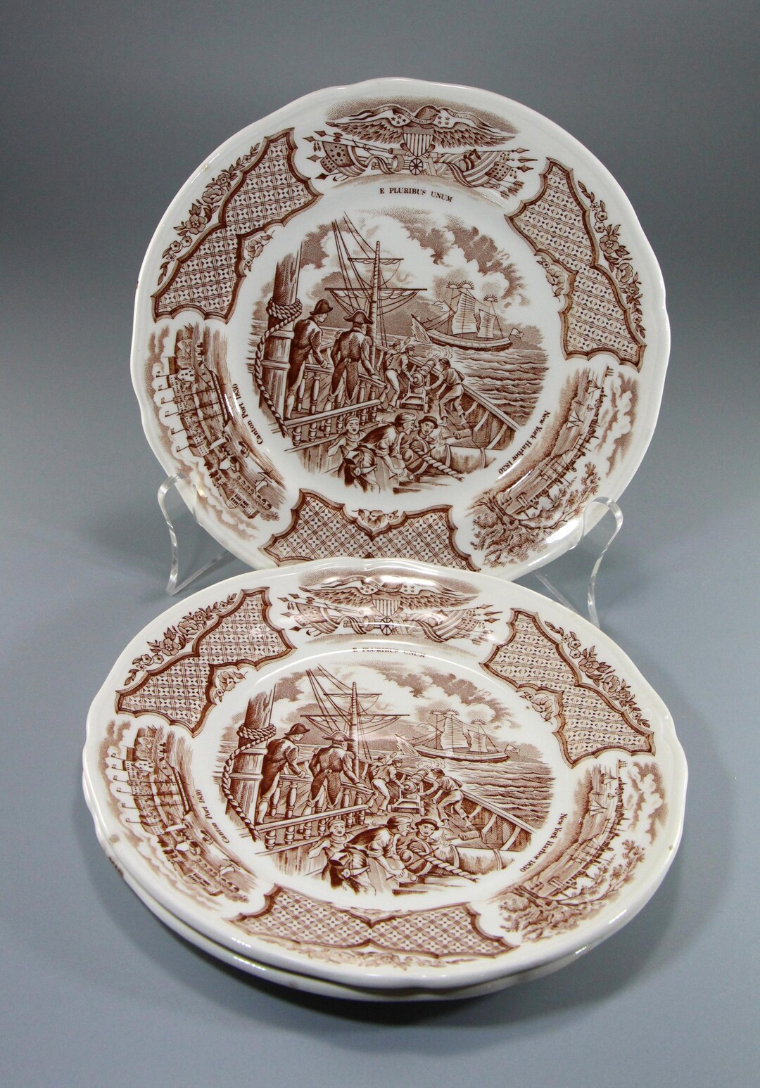 Vintage Set Of 3 Fair Winds Bread Butter Plates By Alfred Meakin 