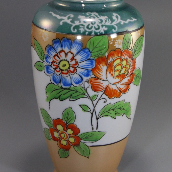 Vintage Porcelain Lusterware Floral Vase, Made in Japan