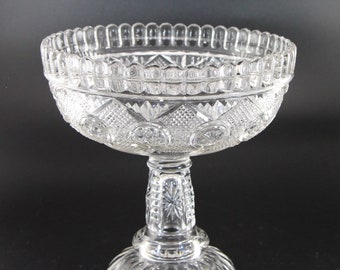 Antique Model Flint Company, Pride Pattern (aka Beveled Star), Large Footed Open Compote, c.1898