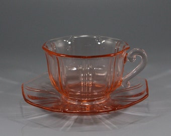 Vintage Indiana Glass, Artura Pattern Cup & Saucer Sets, circa. 1931