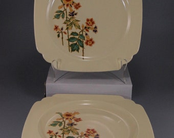 Set of 6 Homer Laughlin Century Shape, Luncheon Plates, Columbine Pattern, circa 1930's