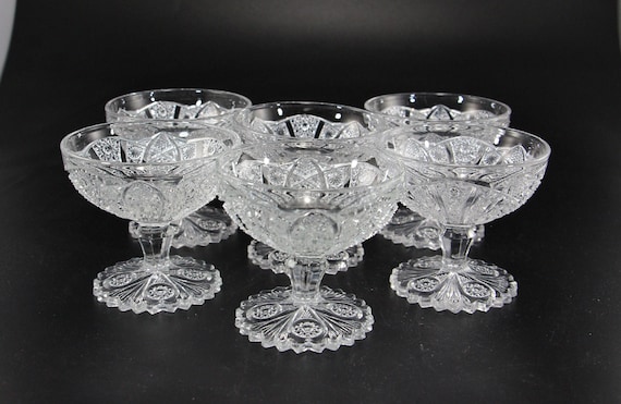 Set of 6 Antique Sherbets by Imperial Glass, Bellaire Pattern #505, circa 1913