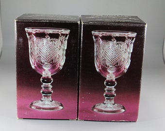 Vintage Set of 2 Avon Heart & Diamond Loving Cups (by Fostoria) with Floral Medley Candles, 1978