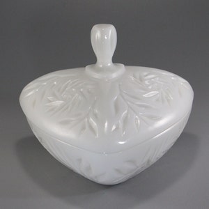 Vintage Hazel Atlas Milk Glass Triangle Covered Candy Box, Pinwheel/Star Pattern No. 6045