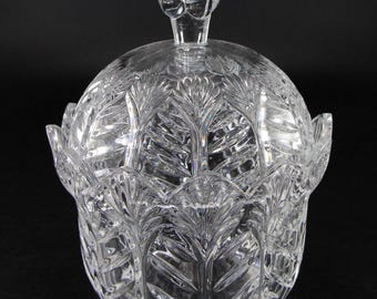 Lead Crystal Covered Candy Dish, Portico Pattern by Crystal Clear Industries (Fifth Avenue Ltd.)