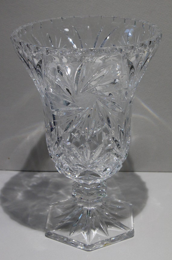 CLOSEOUT Vintage Cut Pressed Crystal Vase Whirling Star & Fan Pattern il 570xN pi9q