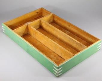 Vintage Wooden 4-Part Utensil or Cutlery Tray, Made in Stowe, Vermont