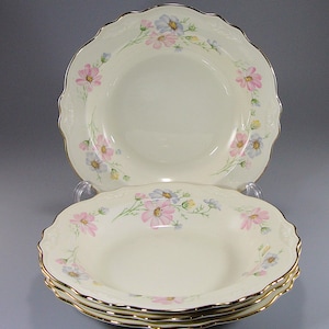 Vintage Set of 4 Homer Laughlin, Virginia Rose, 1947 Rim Soup Bowls, Decal Number Unknown