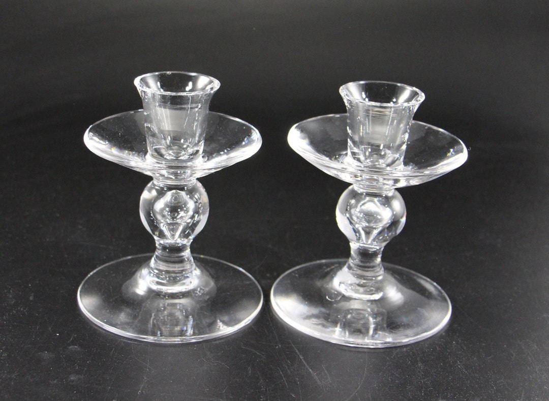 Pair of Vintage Crystal Candle Holders With Ball Stem Etsy