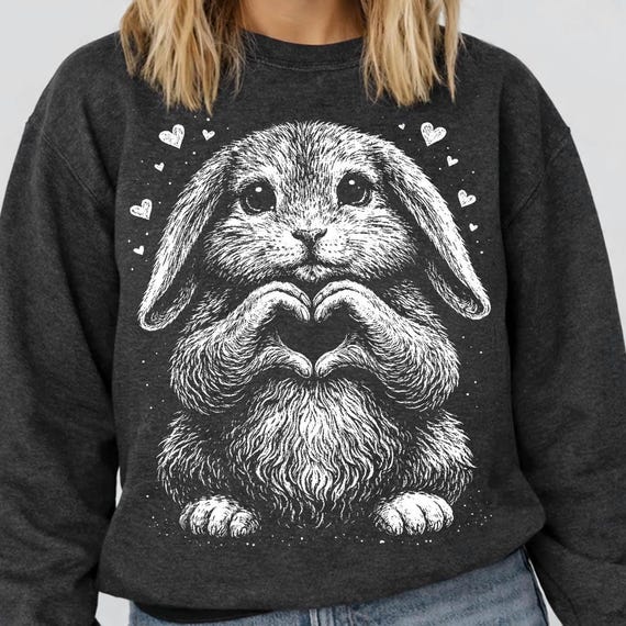 Valentine Bunny PNG Cute Bunny Love Design Retro Valentine PNG Valentine Bunny Shirt Design Romantic Valentine Sublimation PNG