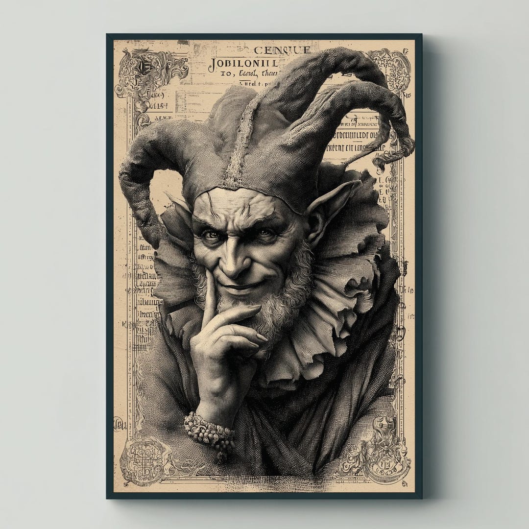 Medieval Poster: Jester Goblin | Court Fool Wall Art | Gothic Old World ...