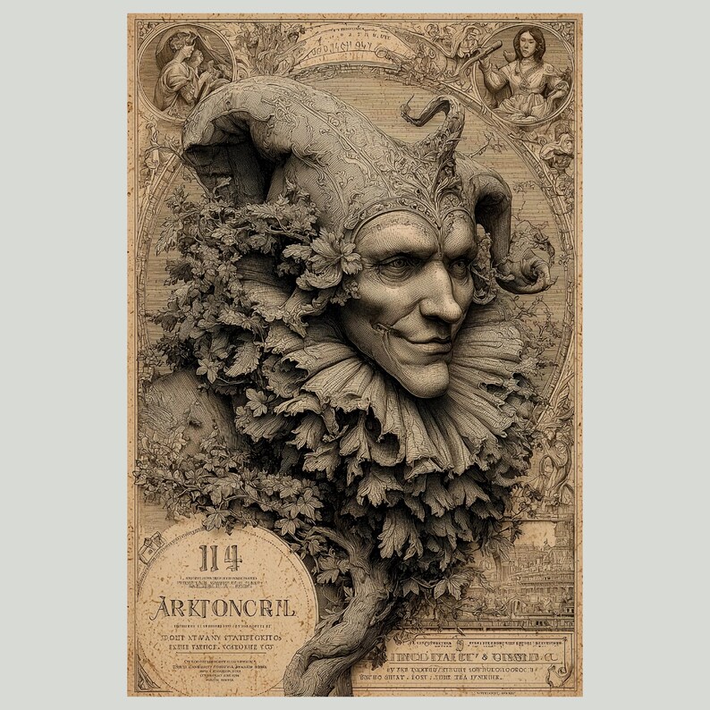 Jester Ruffle Banner Medieval Poster: Jester #8 | Court Fool Wall Art | Gothic Old World ...