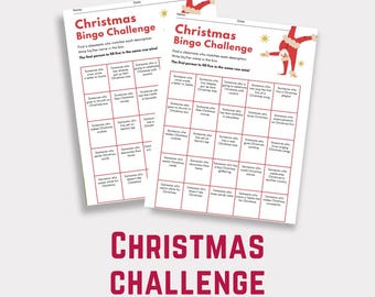 Kerstbingo-uitdaging, spel voor feestelijke feestdagen (digitale download)
