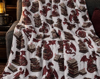 Dragon Book Lover Blanket | Fantasy Reading Throw | Cozy Bookish Decor | Romantasy Gift