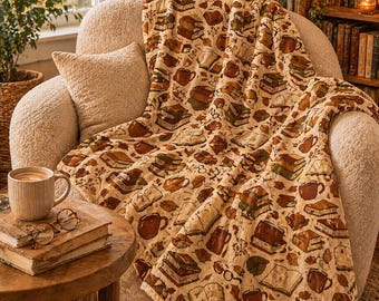 Bookish Velveteen Plush Blanket – Cozy Book Lover Throw – Reading Gift