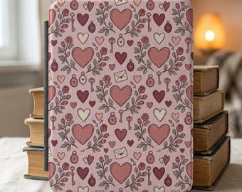 Romantische Herz Kindle Hülle | Blumenliebe Muster E-Reader Hülle | Niedliche Kindle Tasche für Bücherwurm | Geschenk für Leser | Gemütliche Ästhetik