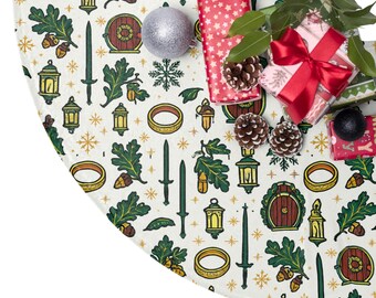 Decoración navideña de El Señor de los Anillos, decoración festiva, falda para árbol de Navidad de El Señor de los Anillos