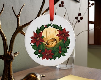 Adorno navideño de acrílico de El Señor de los Anillos con cinta / Decoración navideña con temática de Tolkien