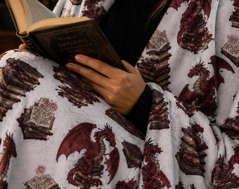 Dragon Book Lover Blanket | Fantasy Reading Throw | Cozy Bookish Decor | Romantasy Gift